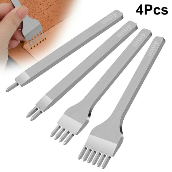 4pcs Leather Hole Punch Tools, EEEkit 1/2/4/6 Stainless Steel Craft Leather Working Carving Punch Craft Set 4mm