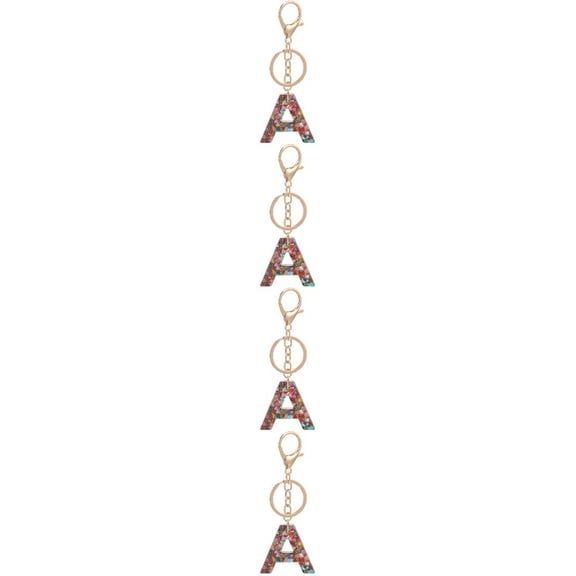 4pcs Letter Keychain Set for Friendship, Hanging Pendant Keychains, Purse Charms and Bag Accessories for Keys