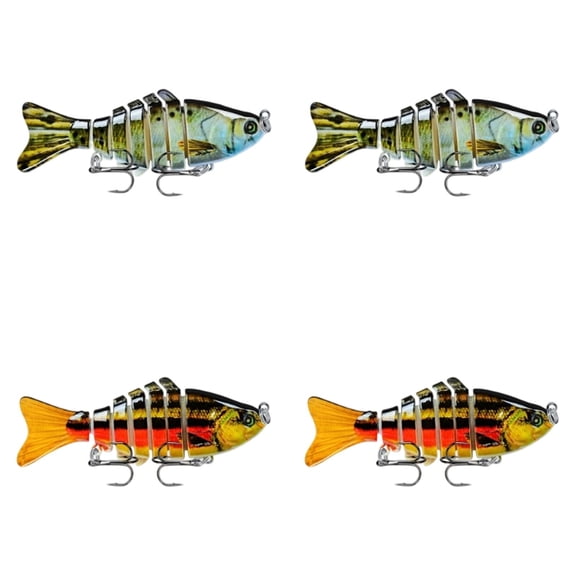 4pcs Lifelike Swimbait Fishing Lures Multi Jointed Slow Sinking Freshwater Saltwater Crankbaits for Bass Trout Crappie Walleye Pike Bluegill Salmon Fishing Kits 4Inch