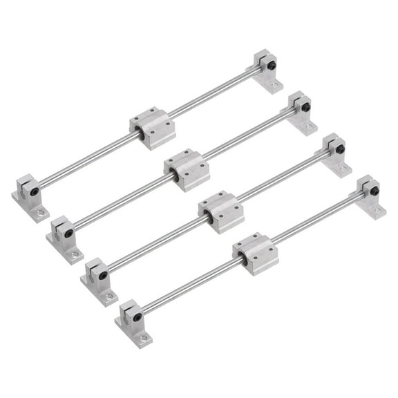 4pcs Linear Motion Rod 8mmx300mm Steel with 4pcs Bearing Block 8pcs Support