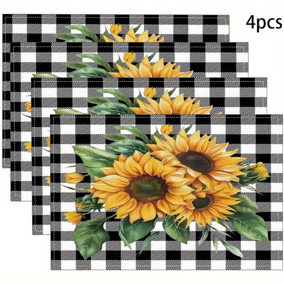 4pcs, Linen Placemats, Modern Square Table Mats, Heat Insulation, Quilted Table Runner, Stylish Woven Placemats For Dining Table
