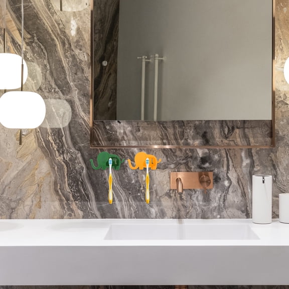 WHAMVOX Cute Elephant Toothbrush Holder Wall Mount No Drilling ABS Material for Home Use 4 Pieces