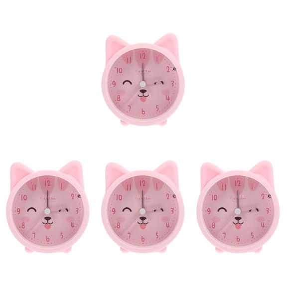 4pcs Lovely Kitten Ear Alarm Clock Mute Alarm Clock Desktop Alarm Clock Without Battery