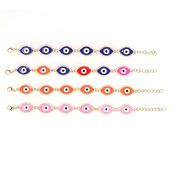 4pcs Lucky Charms in Vibrant Colors, Fashionable Accessory for Women & Girls Protective Evil Eye Bracelet Set