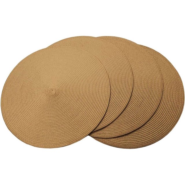 4pcs Luxury Fine Woven Placemat Round 15" Diameter, Table Dinner Place