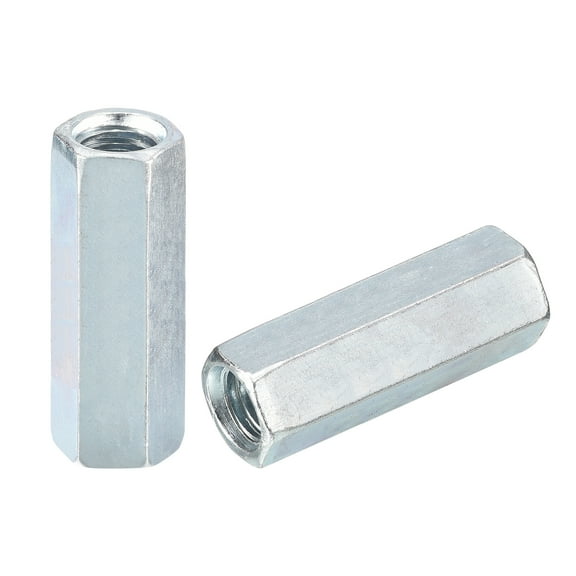 4pcs M10x17x40mm Coupling Nuts - Galvanized Carbon Steel Hex Threaded Rod Coupler for Furniture, Electronic, Industrial