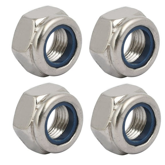 4Pcs M12 x 1.25mm Pitch Metric Fine Thread 304 Stainless Steel Hex Lock Nuts