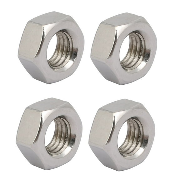 4pcs M12 x 1.75mm Pitch Metric Thread 201 Stainless Steel Left Hand Hex Nuts