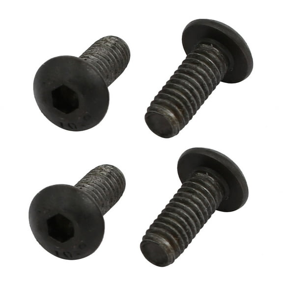 4pcs M4x10mm 10.9 Grade Hex Socket Metal Reverse Left Hand Thread Screw Bolt Black
