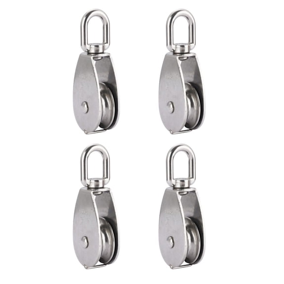 4pcs M50 Single Pulley Snatch Block 304 Stainless Steel Lifting Crane Heavy Duty Swivel Hook 882 lbs Load