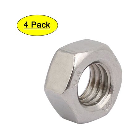 4pcs M8 x 1.25mm Pitch Metric Thread 201 Stainless Steel Left Hand Hex Nuts