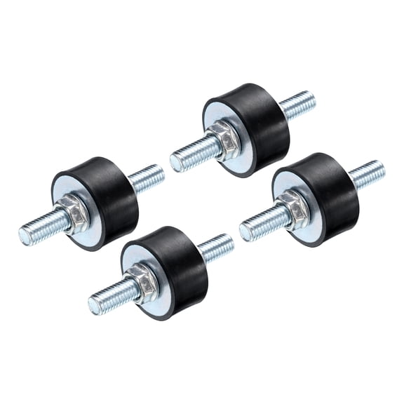 4pcs M8x23mm Thread Studs Rubber Shock Zinc Plated 30x15mm Male 8pcs M8 Lock Nuts