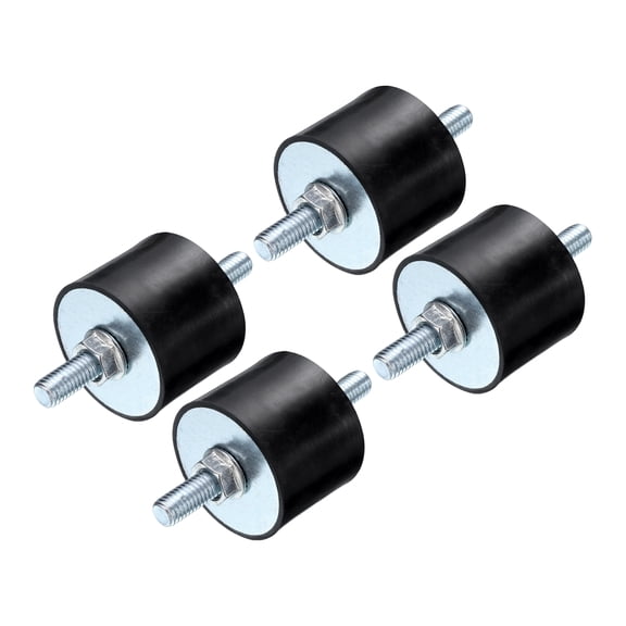 4pcs M8x23mm Thread Studs Rubber Shock Zinc Plated 40x30mm Male 8pcs M8 Lock Nuts