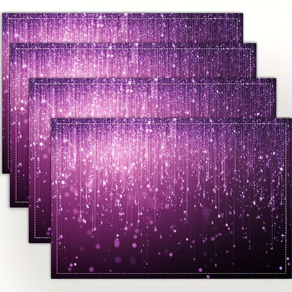 4pcs, Magic Rain of Sparkling Glittery Particles Bright Vector Illustration placemats, fashion print pattern table mat, for dining table, kitchen, party, indoor, holiday