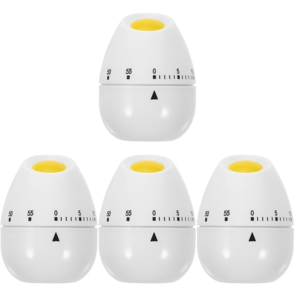 CIMAXIC Cute White Plastic Mechanical Kitchen Timer for Cooking 4Pcs