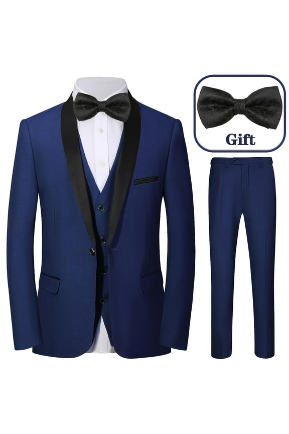 4pcs Men Suit Blazer Jacket Vest Pants Bow Shawl Collar Flap Pockets for Wedding Cocktail Prom Groomsmen Clothing Classic Stylish Elegant Formal Attire
