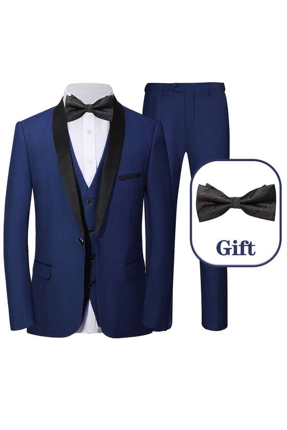 4pcs Men Suit Blazer Tuxedo Blazer Vest Pants Bow Shawl Collar One Button Flap Pockets for Wedding Party Gala Banquet Formal Groomsmen Attire Chic Retro Style