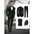 thumbnail image 1 of 4pcs Men Suit Tuxedo Vest Pants Belt Shawl Collar Single Breasted One Button Flap Pockets for Wedding Party Groom Groomsmen Men Formal Attire, 1 of 7