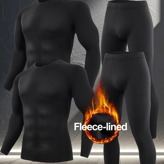 4pcs Men's Winter Compression High Stretch Thermal Underwear Fall Clothes Long Pants, 2pcs Set Of Breathable Quick Dry Warm Long Sleeve Tops And Pants, Outdoor Recreation,  Inner Thermal Shirt