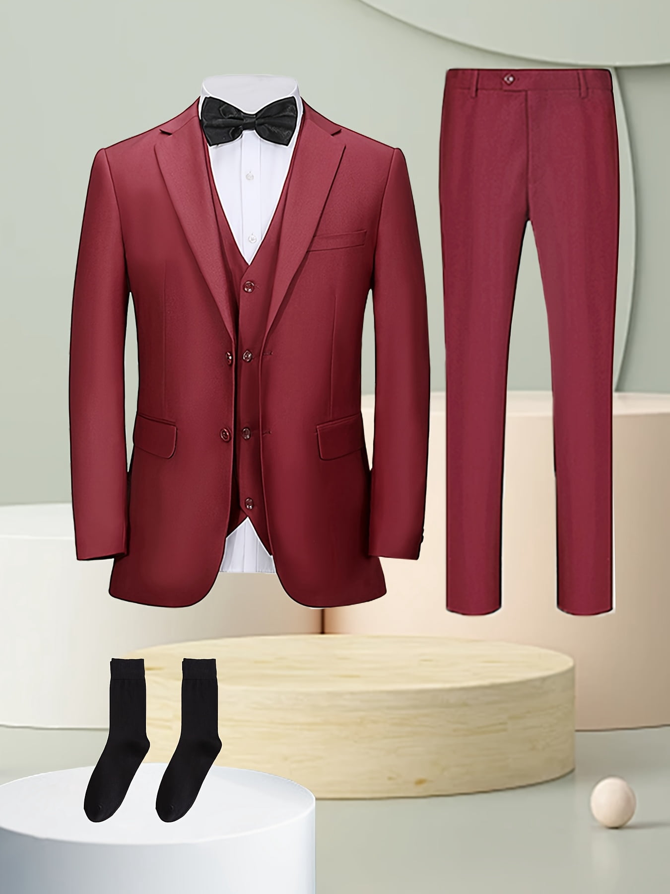4pcs Men suit Tuxedo Vest Pants Socks Lapel Collar Solid Suit Formal Men  Attire for Busniness Party Banquet Job Interview Classic Elegant Clothing -  Walmart.com