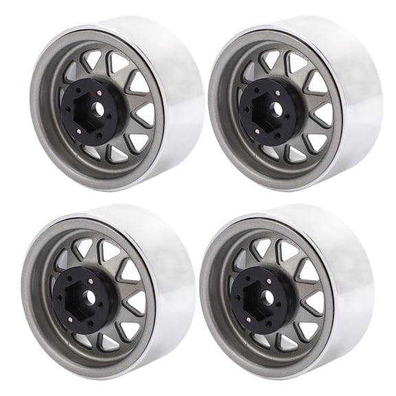 4pcs Metal 1.9 Inch Wheel Rims 10 Triangle Hole Hub for SCX10 1/10 Climbing CarTitanium Color