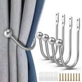 thumbnail image 1 of 4pcs Metal Curtain Holdbacks, EEEkit Retro Ball Curtain Tieback Hanger Holder Hook with Screws, Silver, 1 of 6