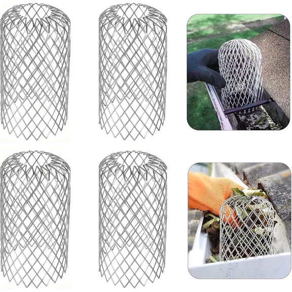 4pcs Metal Gutter Guard Mesh, Gutter Downspout Guard, Expandable Downpipe Leaf Guard Filter(Max Expanded: 3in) Drain Pipe Cover for Stopping Blockage