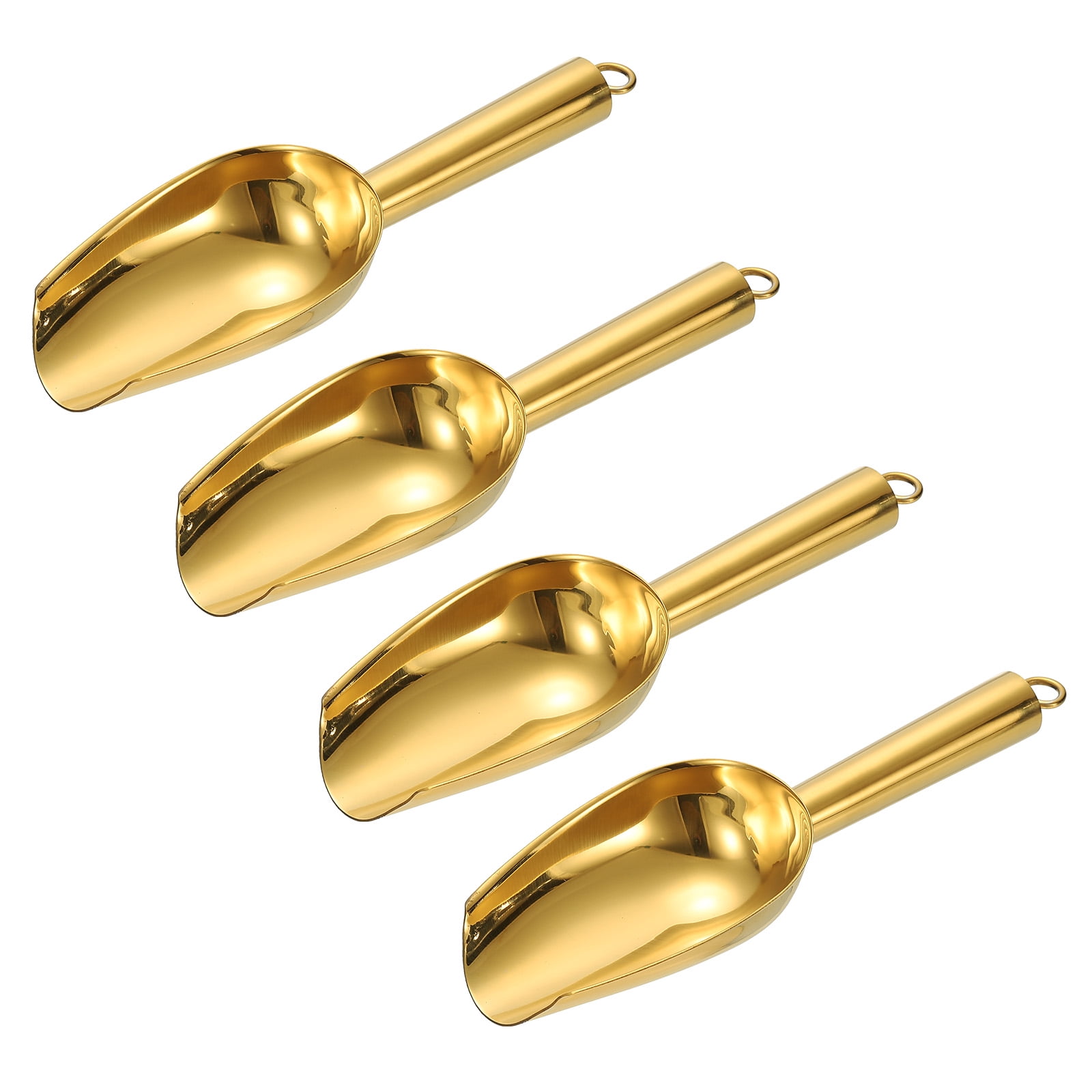 4pcs Metal Ice Scoop, 7.1" x 2.4"Stainless Steel Ice Scooper for Home Bar Use, Gold