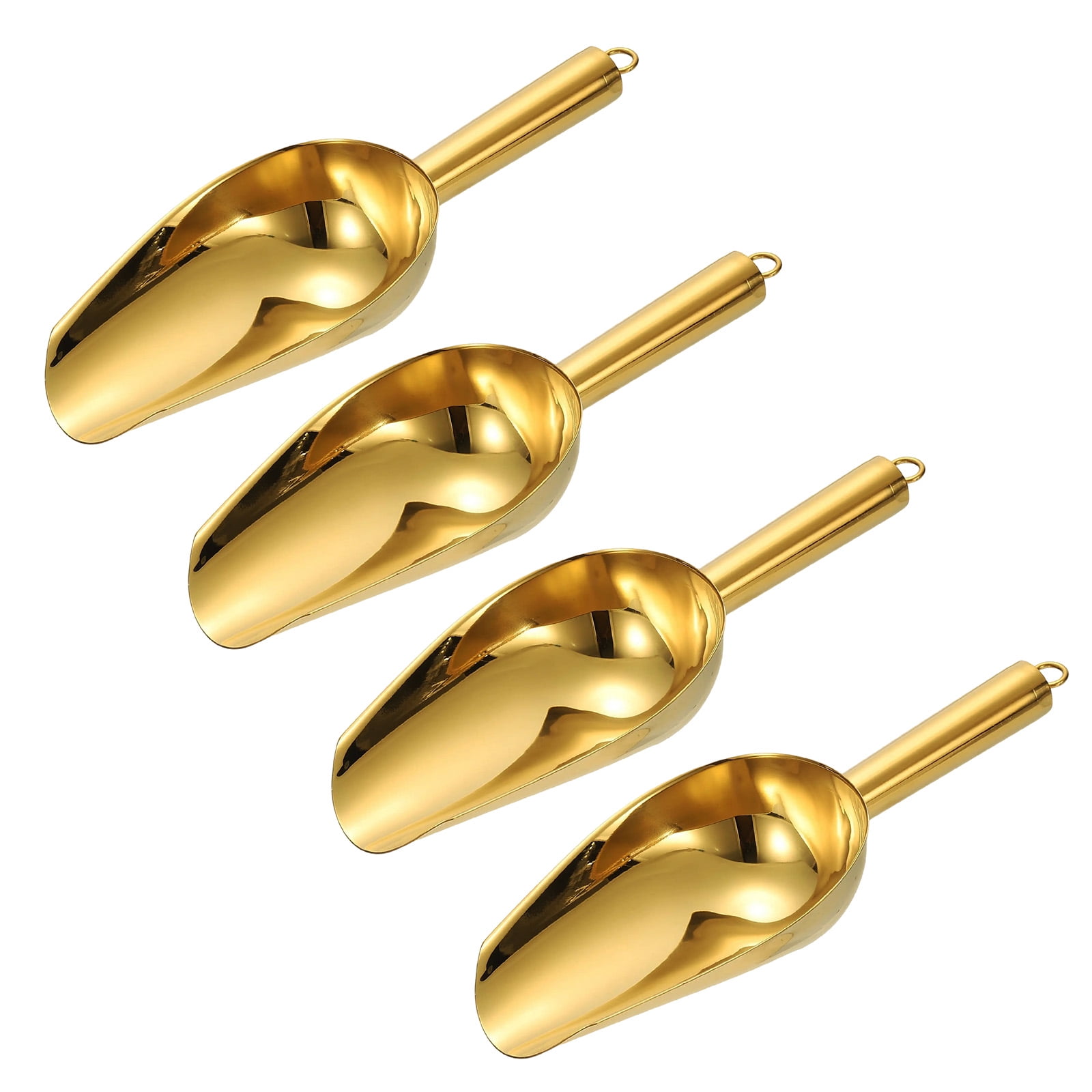 4pcs Metal Ice Scoop, 9.8" x 3.5"Stainless Steel Ice Scooper for Home Bar Use, Gold