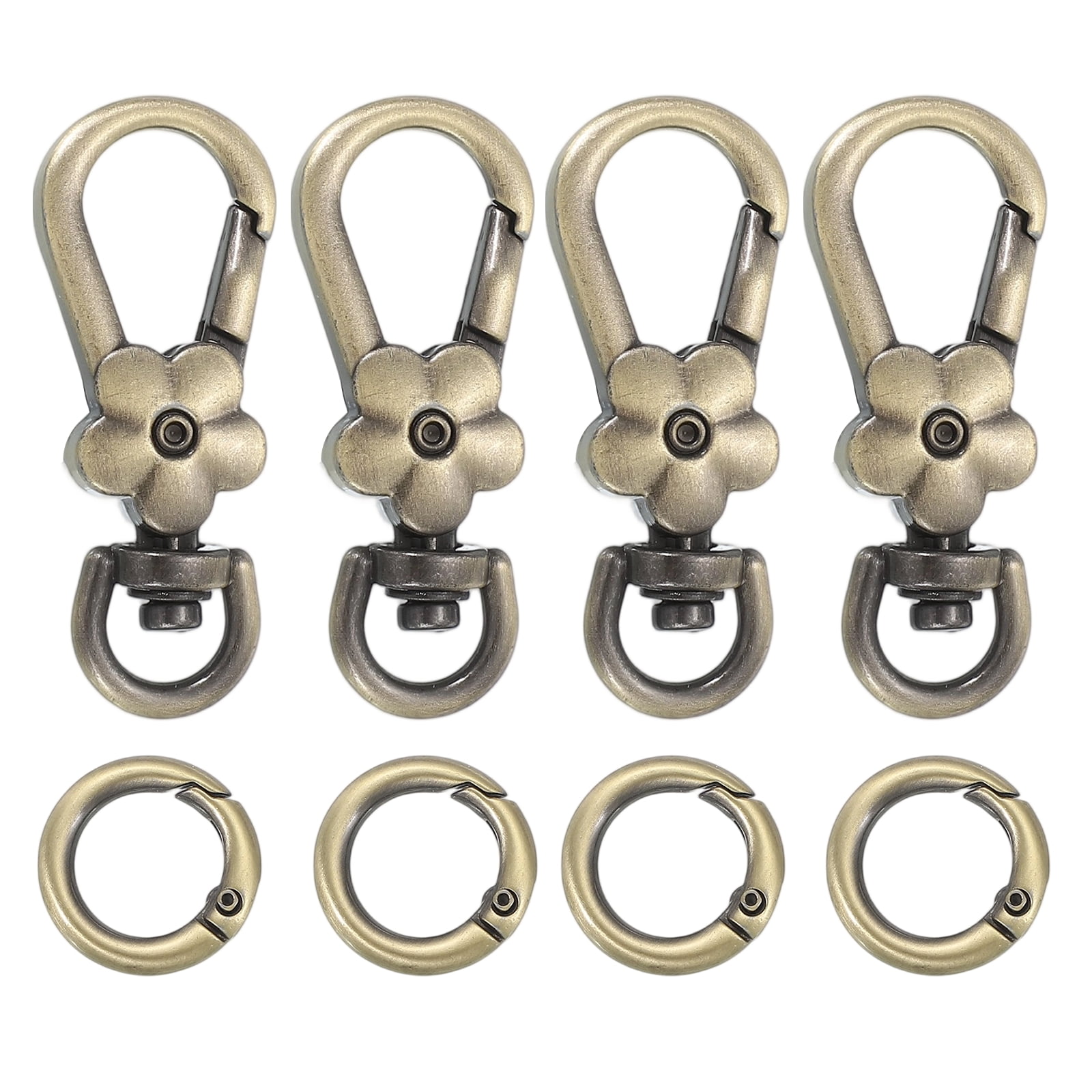 4pcs Metal Lobster Claw Clasps, Flower Swivel Lanyards Trigger