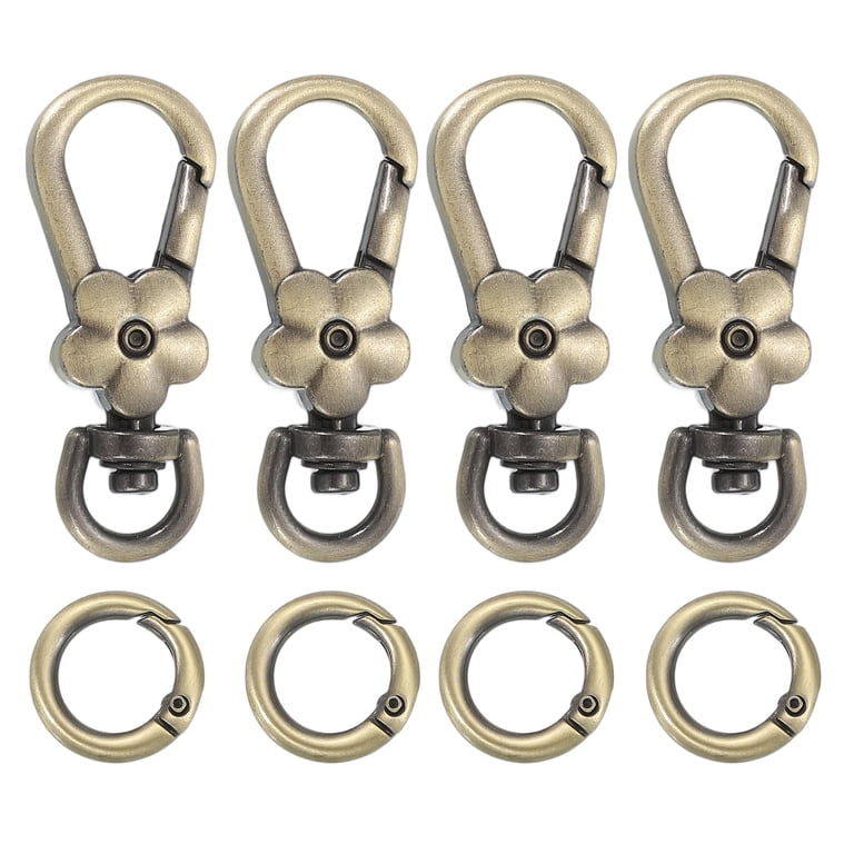 4pcs Metal Lobster Claw Clasps, Flower Swivel Lanyards Trigger