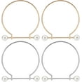 thumbnail image 1 of 4pcs Metal Purse Frame Handle 2 Colors Semicircle Bag Handles Frame with Pearl Bead Alloy Clutches Handles Frame Replacement for Handmade Bag Purse Tote Bag Making Accessories 3.8×4 Inch for DIY, 1 of 6