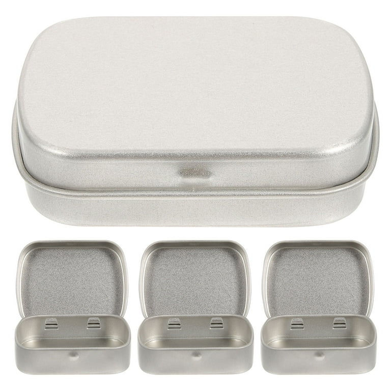 Frcolor 4pcs Metal Tin Box Portable Small Container Storage Case Jewelry Craft Organizing Tins, Adult Unisex, Size: 10x7x3CM, Grey Type