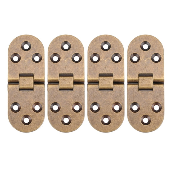 4pcs Metal Turning Hinge Invisible Practical Durable Simple Small Metal Furniture Turning Hinge for Cabinet Wardrobe (Br