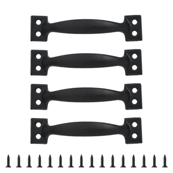 4pcs Metal Utility Handles for Cabinets and Fences Barn Door Pulls High Hardness Iron Handles Kitchen Hardware