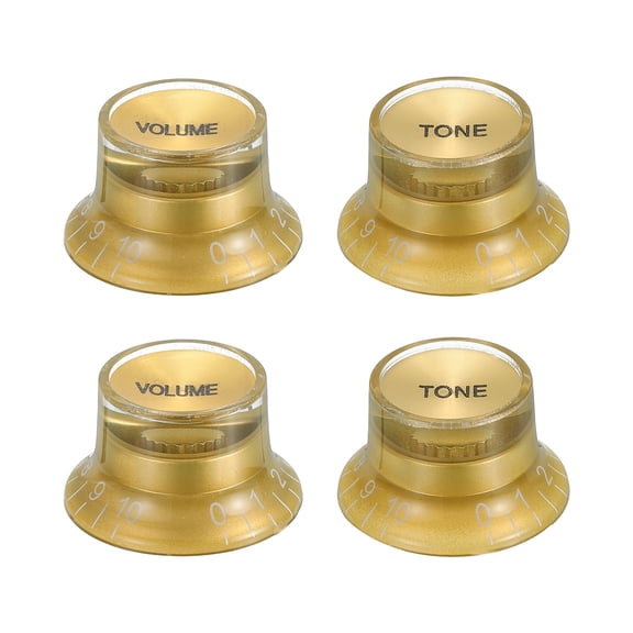 4pcs Metric Top Hat Bell Knobs, Control Guitar Knobs, Gold with Golden Top
