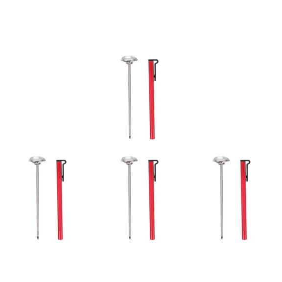 4pcs Milk Frother Thermometer Analog Meat Thermometer Stainless Steel Probe Thermometer Food Temperature Gauge for Drinks BBQ and Frying