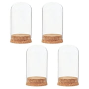 FENGGUIQU 4pcs Glass Flower Holder Clear Dome Display Elegant Artistic Atmosphere 1.7 0.9 0.9in