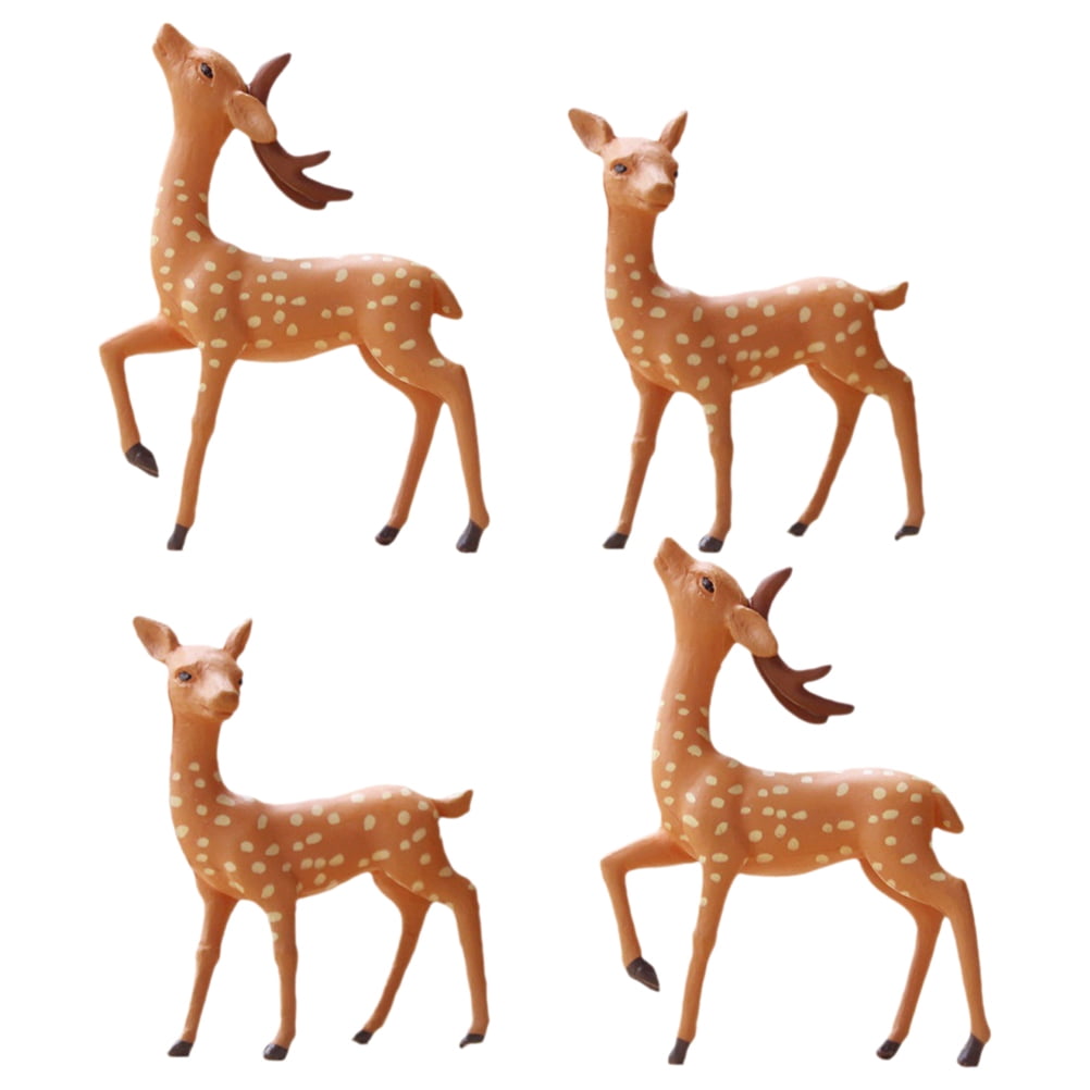 4pcs Mini Deer Figurines Miniature Cute Deer Figurine Micro Landscape