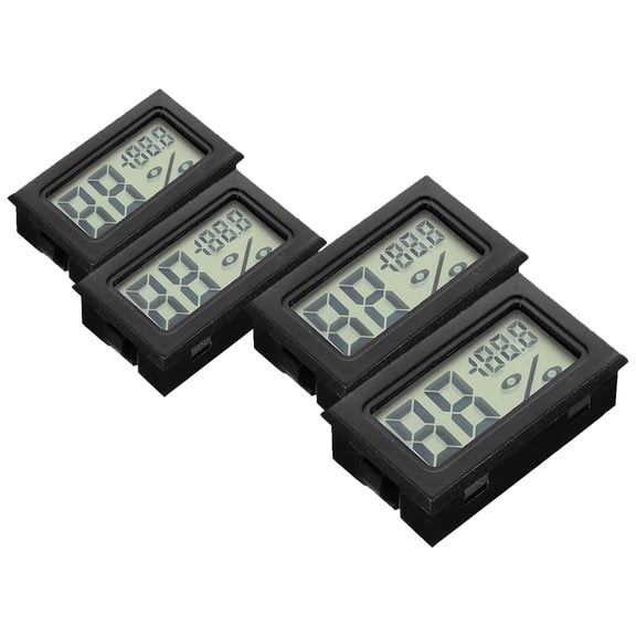 4pcs Mini Digital Thermometer Hygrometer Room Thermometer Indoor Humidity Meter LCD Display for Greenhouse Garden Humidor Closet Fridge