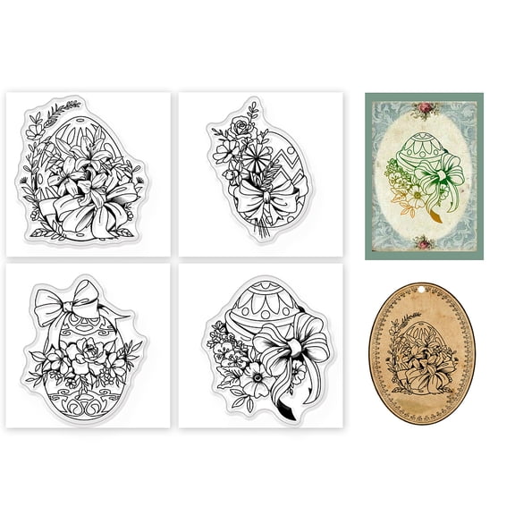 4pcs Mini Easter Eggs Clear Silicone Stamps for DIY Scrapbooking Cards Crafts for Crafting