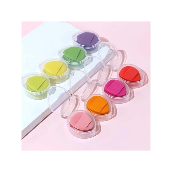 4pcs Mini Finger Puffs With 1pc Storage Box Portable Pink Mini Finger Sponge Cream Concealer Applicator Cushion Puff Makeup Sponge For Travel Make