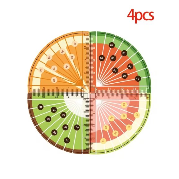 4pcs Mini Fruit Palm Acrylic Ruler Set - Iridescent Straight Rulers for Stylish Measurement and Gift