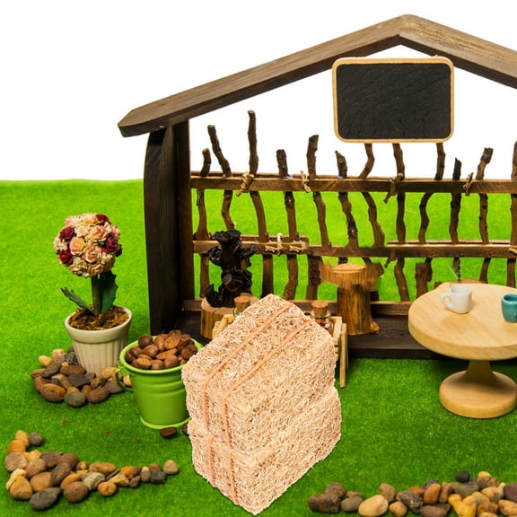 Recardis 4pcs Mini Hay Bale Model for Crafts Doll House Layout Mini Haystack Decor Diy Mini Hat Bale