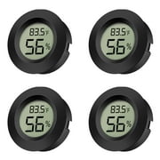 4pcs Mini Hygrometer Thermometer with Digital Cigar LCD Display Indoor Temperature and Humidity Meter for Home Office Humidifiers Humidors Car Greenhouse Babyroom,Black Round