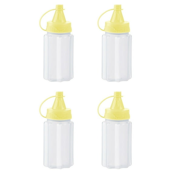 4pcs Mini Jam Squeeze Bottle Jar Sauce Seasoning Box with Lid, Squeeze Bottle Portable PP Kitchen Easy Clean Spices Storage Container Condiment Squeeze Bottles