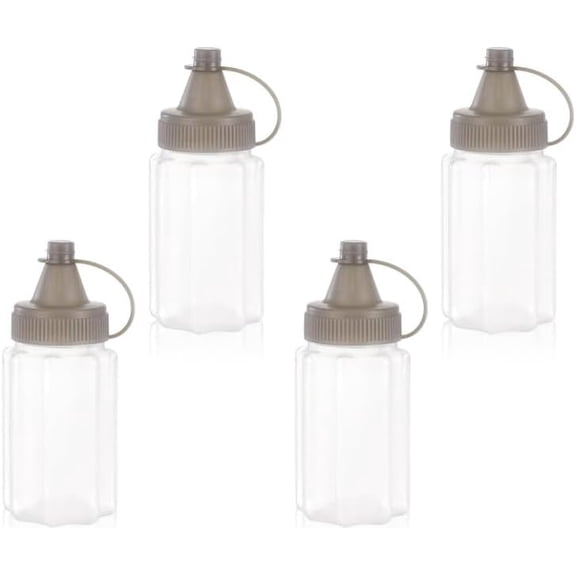 4pcs Mini Jam Squeeze Bottle Jar Sauce Seasoning Box with Lid, Squeeze Bottle Portable PP Kitchen Easy Clean Spices Storage Container Condiment Squeeze Bottles