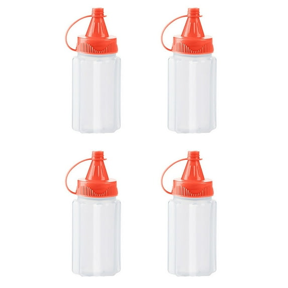 4pcs Mini Jam Squeeze Bottle Jar Sauce Seasoning Box with Lid, Squeeze Bottle Portable Kitchen Easy Clean Spices Storage Container