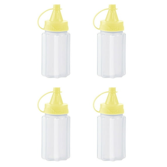 4pcs Mini Jam Squeeze Bottle Jar Sauce Seasoning Box with Lid, Squeeze Bottle Portable Kitchen Easy Clean Spices Storage Container