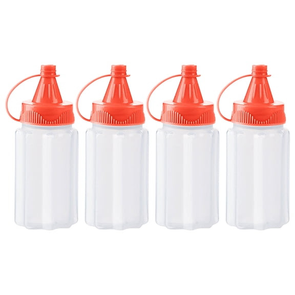 4pcs Mini Jam Squeeze Bottle Jar Sauce Seasoning Box with Lid, Squeeze Bottle Portable PP Kitchen Easy Clean Spices Storage Container